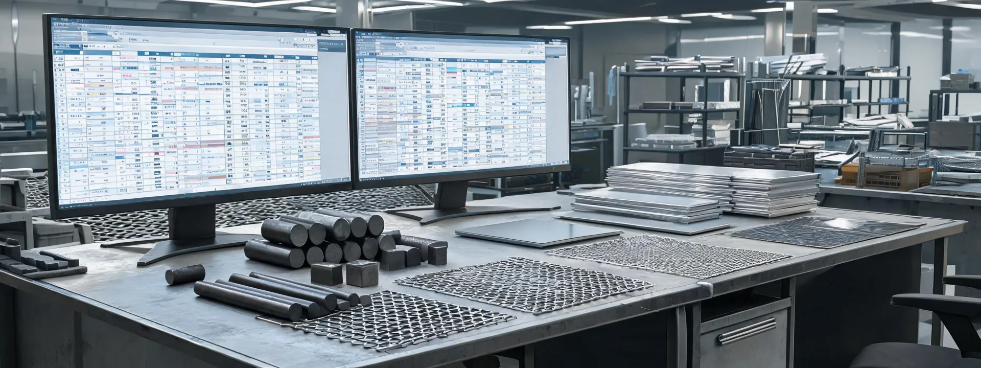 Steel stock list and material data sheets desk